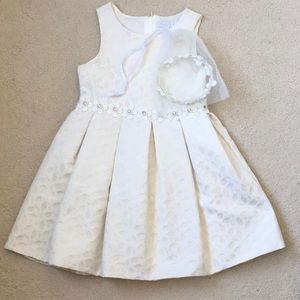 Girls Jacquard Occasion Dress/Hairband Set 6-7